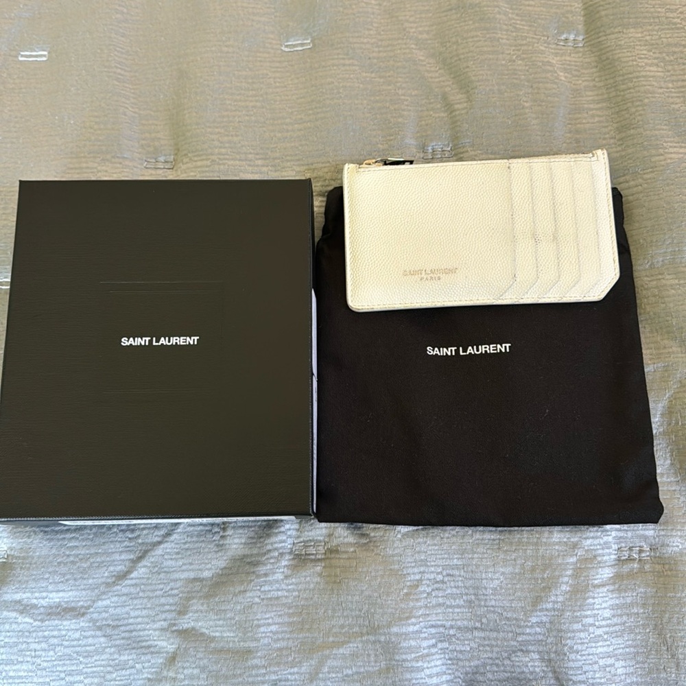 Saint Laurent white card holder